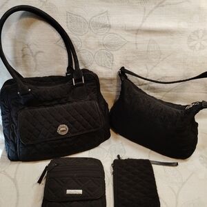 Vera Bradley Black Quilted Shoulder Bag Set